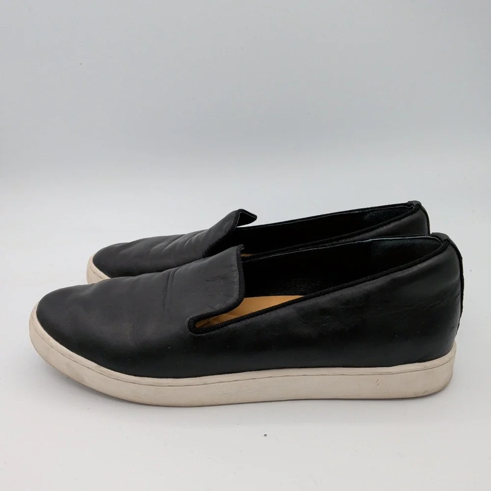 Birdies The Swift Black Leather Slip On Sneakers Loafers Womens 7.5 Casual Shoes